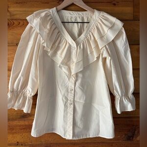 Victorian Prairie Cream Ruffle Blouse